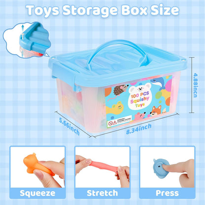 100 Pcs Party Favors & Squishy Toys Bulk for Kids 4-12, Fidget Toys Sensory Stress Relief Toys for Classroom Prizes, Christmas Stocking Stuffers, Birthday Goodie Bags & Teacher Supplies