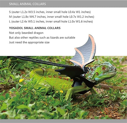 Bearded Dragon Leash and Harness Set, Beardie Carrier, Lizard Adjustable Harness with Leather Wings and Sling Bag, Reptile Small Pet Backpack Batwing Accessories (Grey)