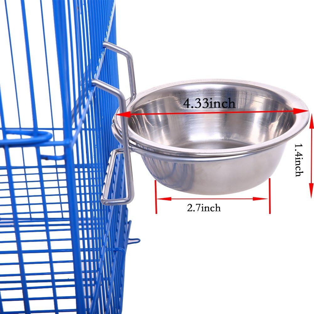 QBLEEV Stainless Steel Birdcage Feeder Bowls for Hamster Cage, 150ml, 5 oz