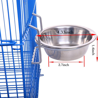 QBLEEV Stainless Steel Birdcage Feeder Bowls for Hamster Cage, 150ml, 5 oz