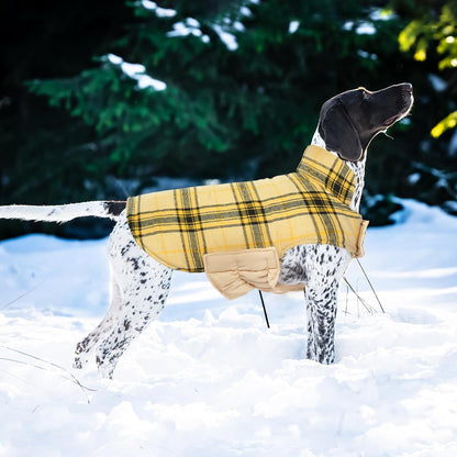 Kuoser Warm Dog Coat, Waterproof Dog Jacket for Extra Large Dogs, Adjustable Durable XXXL Doggie Winter Coat Reversible Puppy Cold Weather Apparel for Large Breed, Yellow 3XL