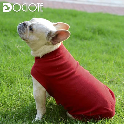 Soft Fleece Dog Sweatshirt - Warm Cat & Dog Sweaters for Small & Medium Pets - Stretchy Hoodie Pullover Easy On - Comfortable Winter Clothes Red