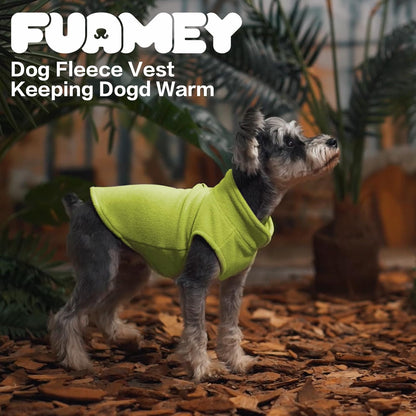 FUAMEY Dog Fleece Vest for Small Dogs,Warm Stretchy Dog Sweatshirts Pullover with Leash Hole Dogs Sweater Soft Pet Turtleneck Cozy Pet Vest Lightweight Sleeveless Green XS