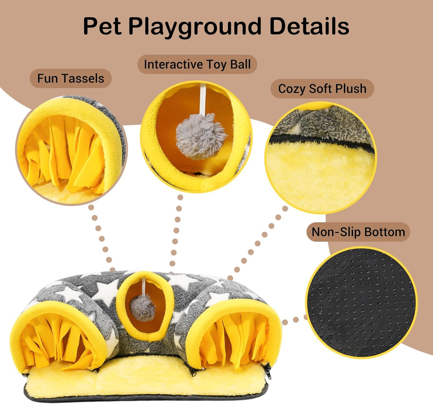 Avont Guinea Pig Hideout Tunnel, Hideaway Play Tube Toys Mat for Small Animal Dwarf Rabbits Chinchillas Hamsters Hedgehogs Ferrets Bearded Dragons and Rats -Star