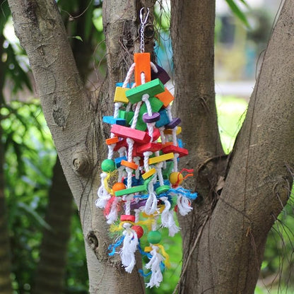 Bird Chewing Toy Large Medium Parrot Cage Bite Toys African Grey Macaws Cockatoos Eclectus Amazon (Waterfall-Big)
