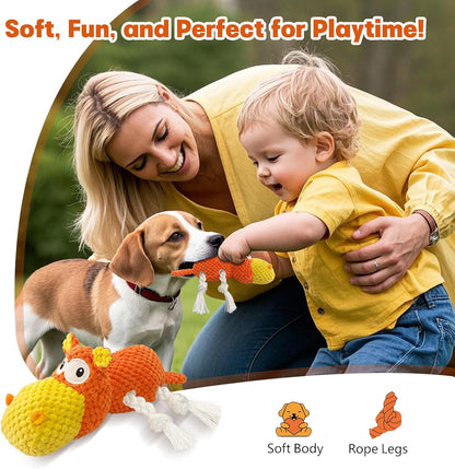 Squeaky Dog Toys - Cute Soft Plush Dog Toys for Large, Medium, Small Dogs and Puppies to Keep Them Busy (Orange, Medium)