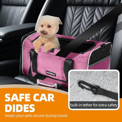 Top Loading Medium Cat Carrier with Privacy Curtain, Delta Approved TSA Pet Travel Crate Suitcase Luggage Sleeve, Soft-Sided Dog Kennel Bag 18x11x11 United Airline Approved Under Seat Pink