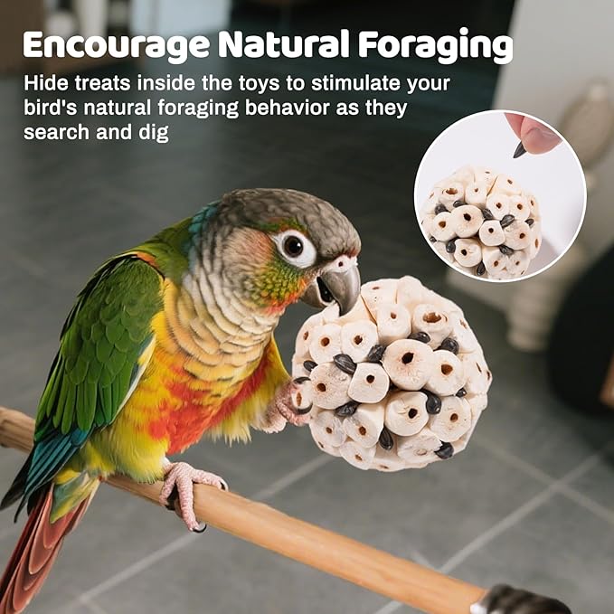 40 Pcs Bird Parrot Toys, Natural Bird Foraging Toy for Cockatiels, Lovebirds, Budgies, Small to Medium Parrot