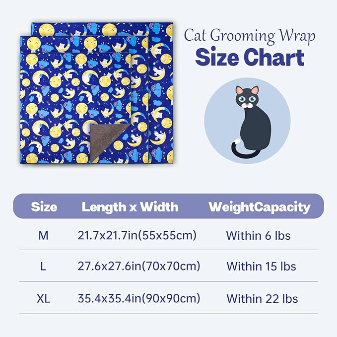 Paw Legend 21.7" Cat Wrap for Grooming Cat Wrap for Cutting Nails Cat Restraint for Nail Clipping Self Adhesive Blanket Restraint Cloth for Cats