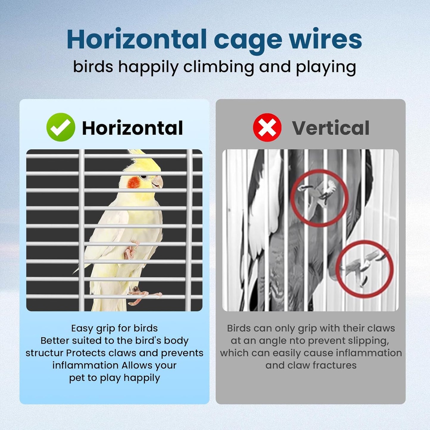 Travel Bird Carrier Cage,Transparent Parakeet Cage,Small Portable Bird Cage with Feeder Cups & Standing for Canaries Budgies Lovebirds Conures Cockatiels