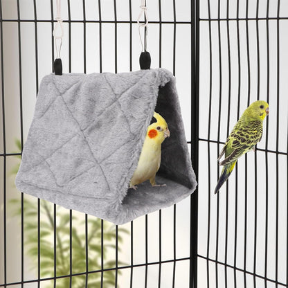 Wontee Bird Nest House Warm Bird Bed Hanging Hammock Snuggle Hut for Budgies Parakeets Caique Senegal Quaker Parrots Cockatiels Conures (Grey)