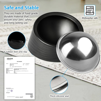 Slanted Small Cat Food Bowl 0.5 Cup, 15° Tilted Stainless Steel Mini Dog Puppy Food Bowl, Non-Slip & Non-Spill Small Kitten Pet Feeder with Elevated Detachable Melamine Stand, Easy to Get Food