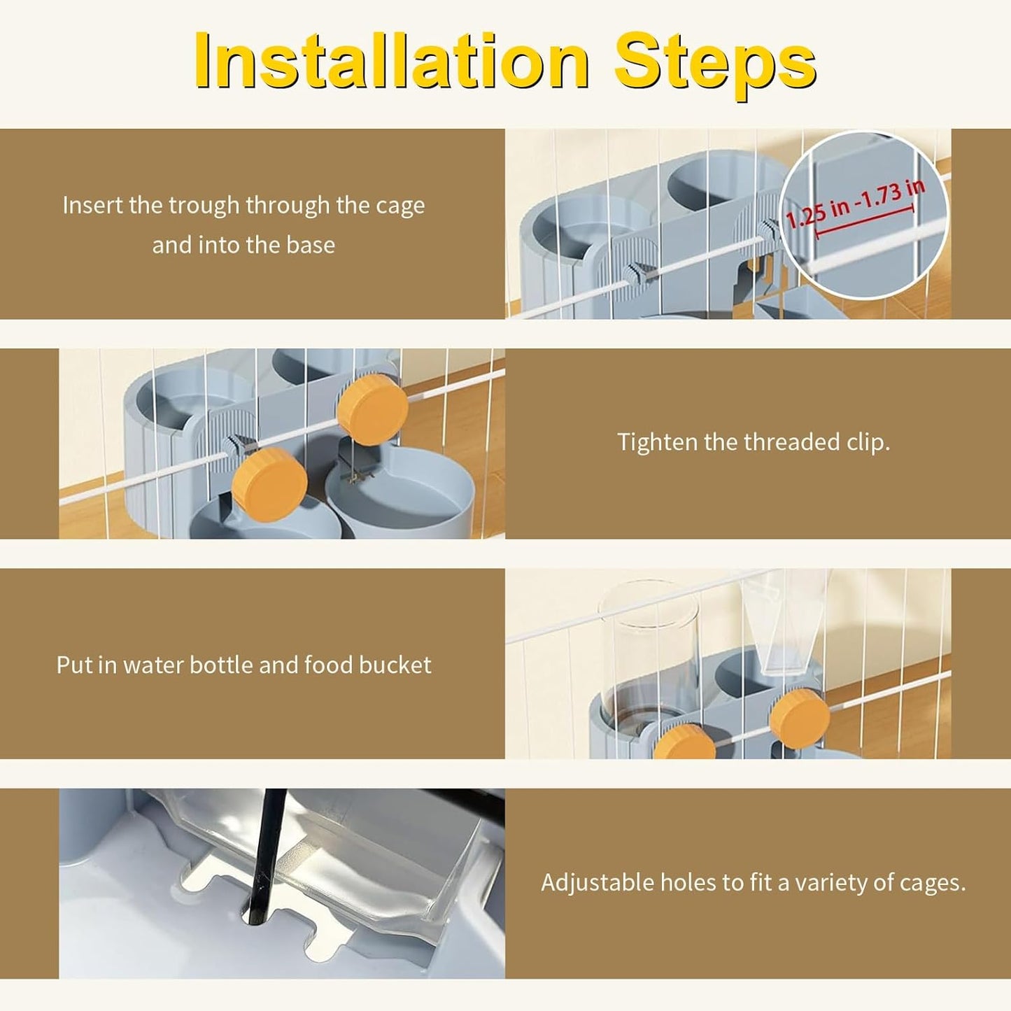 Rabbit Automatic Food Feeder and Water Dispenser Bunny Gravity Feeding Station Waterer Set Hanging Self-Dispensing Feeder for Ferret,Guinea Pigs Chinchillas Hedgehog (Blue)