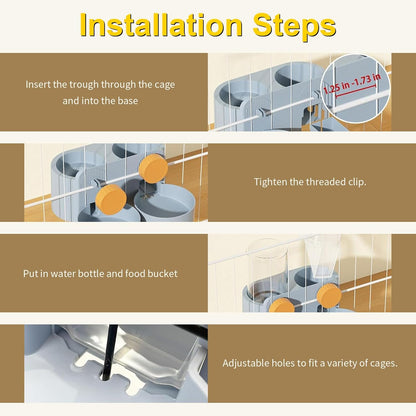 Rabbit Automatic Food Feeder and Water Dispenser Bunny Gravity Feeding Station Waterer Set Hanging Self-Dispensing Feeder for Ferret,Guinea Pigs Chinchillas Hedgehog (Blue)