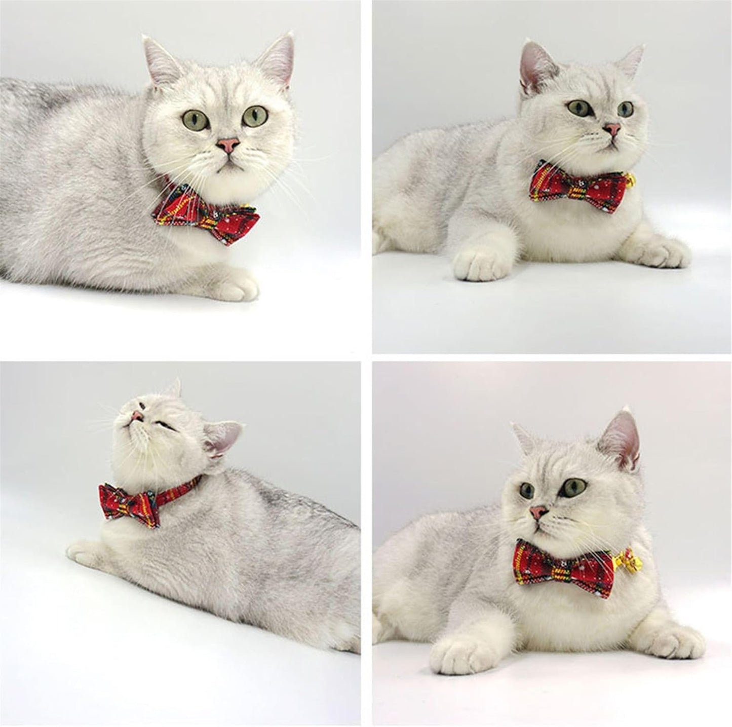 Personalized Cat Collar with Bells,Velvet Customized Small Cat Collar with Name Tag,Pet Collar with Name Phone Number Engraved ID Tags for Boy and Girl Kitten Cats (Red Christmas cat Collar)