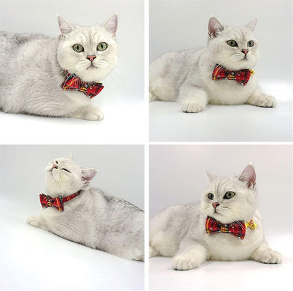 Personalized Cat Collar with Bells,Velvet Customized Small Cat Collar with Name Tag,Pet Collar with Name Phone Number Engraved ID Tags for Boy and Girl Kitten Cats (Red Christmas cat Collar)