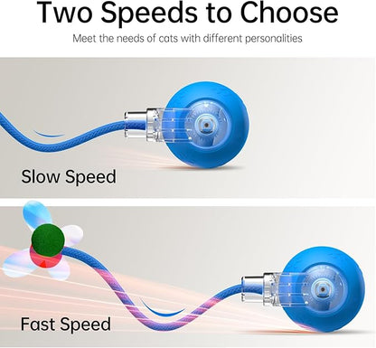Interactive Cat Toys for Indoor Cats - Kitten Toy with Speedy Tail 2.0, Automatic Cat Toys for Bored Indoor Adult Cats, Motion-Activated, 2025 New Upgraded, USB Rechargeable (Blue)