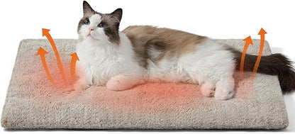 Bedsure Self Warming Cat Bed, Extra Warm Self Heating Pad for Cats & Dogs, Anti-Slip Medium Thermal Pet Mat Indoor with Removable Washable Cover, 29" x 19", Brown