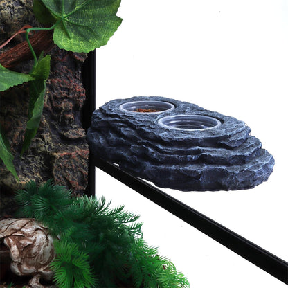 AIICIOO Crested Gecko Feeding Ledge Strong Magnetic Pet Food Bowl and Water Dish with 6 Pack Plastic Reptile Food Cups for Frog Chameleon Tortoise Lizard Pets