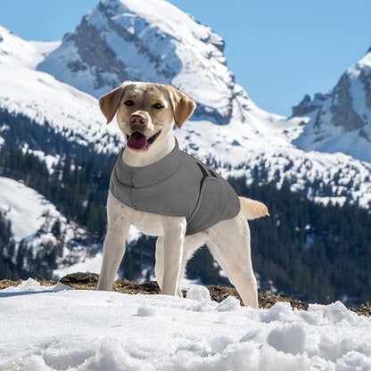 Queenmore XL Dog Sweaters, Soft Fleece Vest Pullover Dog Jacket with Leash Hole, Warm Winter Dogs Clothes Cold Weather Doggy Dachshund Sweater for Large Dogs Cats Boy or Girl (Grey, XL)