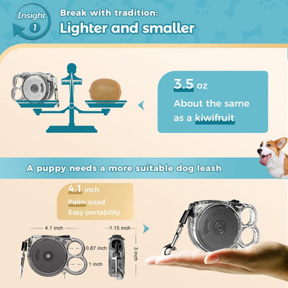 10ft Retractable Dog Leash for Small Dogs, Puppies, and Cats, 360° Tangle-Free, One-Handed Brake, Applicable to Pets of Small Size
