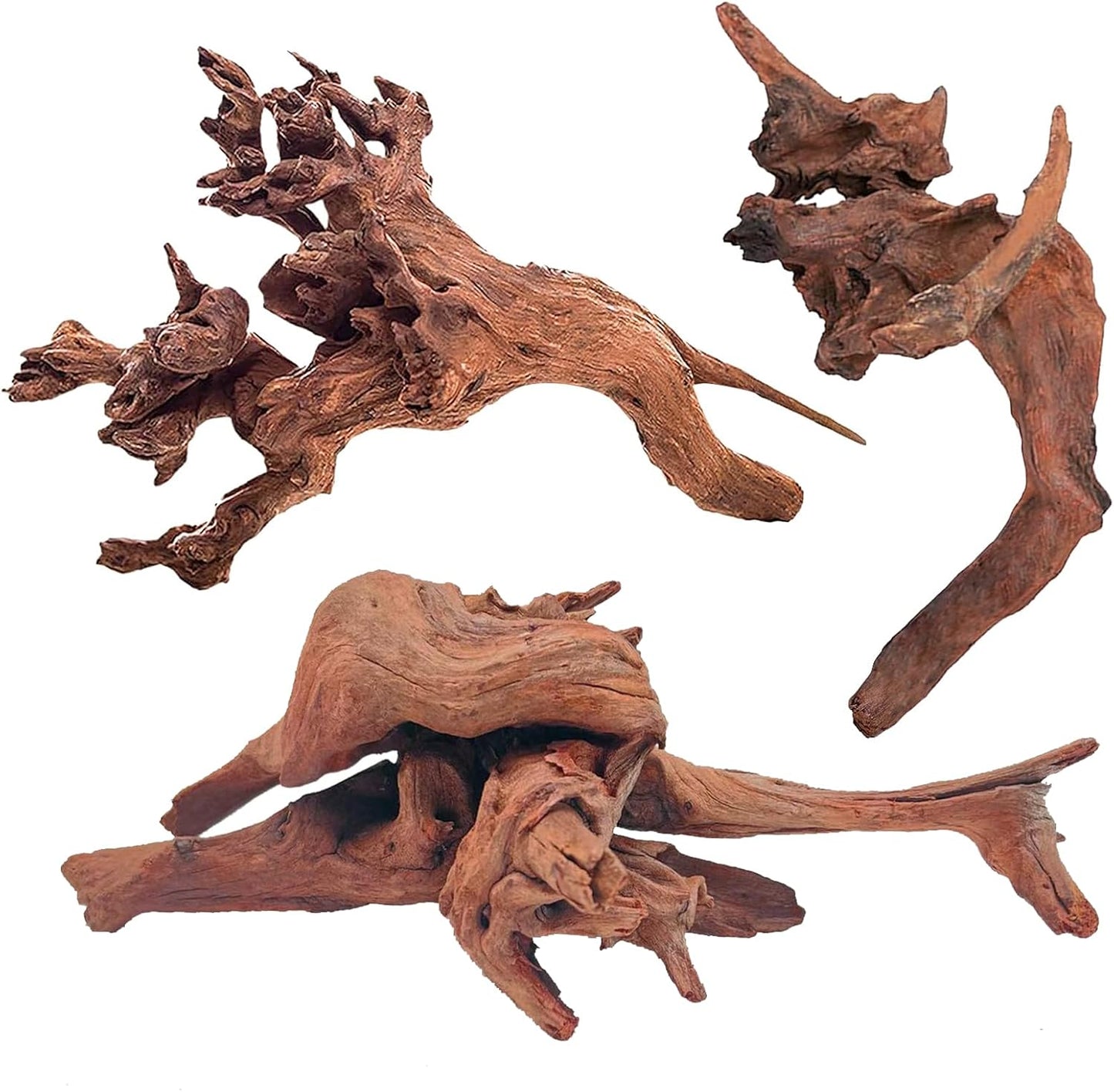 WDEFUN Natural Driftwood Aquarium Decor, 7-11 Inch Large Pieces for Fish Tank, Reptile Accessories, 3-Pack