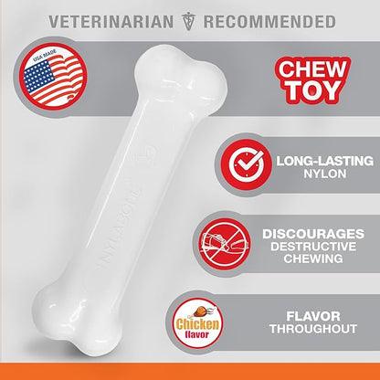Nylabone Original Bone Power Chew Toy for Dogs, Durable & Tough Dog Toys for Aggressive Chewers, Chicken Flavor, Medium - Up to 35 lbs, 1 Count