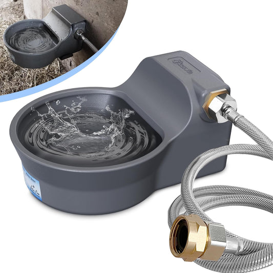 Automatic Dog Water Dispenser with Anti-tip Bracket, 68 oz Outdoor Dog Water Bowl Dispenser, Auto Refill Water Feeder for Pets & Livestock, Food Grade Waterer Fit 3/4" GHT Faucet, Wide Mouth