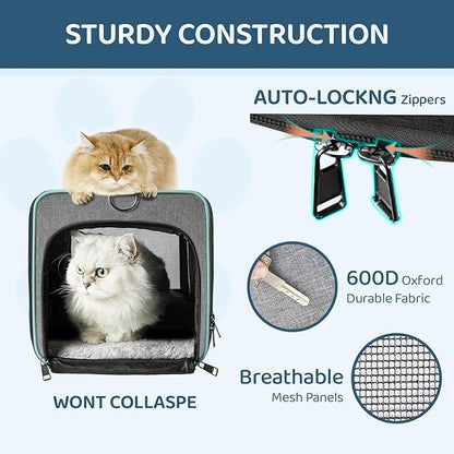 Airline Approved Pet Carrier Small Dog & Cats Under 15 lbs - 18x11x11 Inch Soft-Sided TSA Compliant Travel Bag for American, Delta & United Airlines Flight