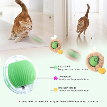 Interactive Cat Toys Fast Rolling Ball in Play Pouch, Motion Activate Chirping Cat Toy Hide and Seek Mouse Catching Game, 28 Inch Play Pouch