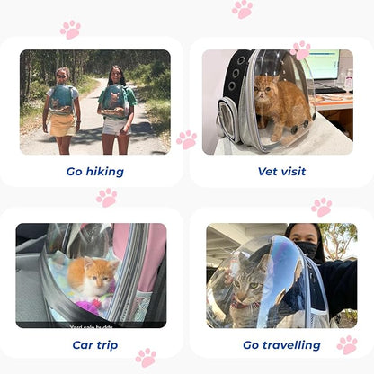 Lollimeow Cat Carrier Backpack, Bubble Expandable Backpack Carrier, Pets and Small Dogs,Airline-Approved, Designed for Travel, Hiking, Walking & Outdoor Use (Front Expandable-Black)