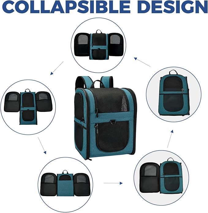 Apollo Walker Dog & Cat Carrier Backpack for 4-18lb Pets - Ventilated Safe Design with Padded Back Support, Breathable Mesh Pet Backpack for Hiking, Travel, Outdoor (Teal)