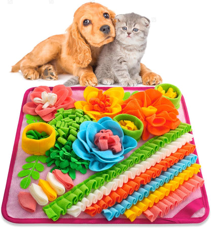 Snuffle Mat for Dogs, Sniff Mat Slow Feeding Mat for Small Pets Cats, Rabbits - Help Stress Relief and Training - Stimulate Your Pet's Foraging Skills! (Pink)