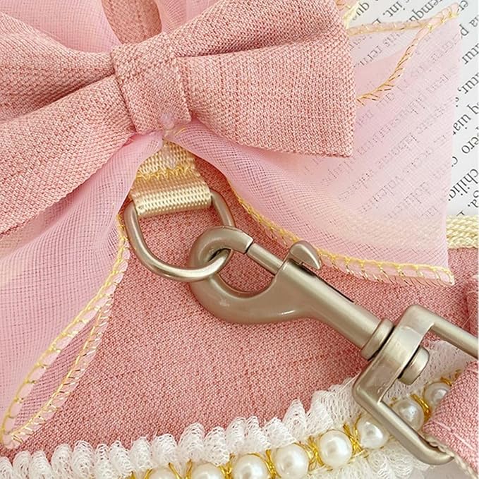 Rabbit Harness and Leash for Walking Escape Proof - Cute Skirt Mesh Breathable Bunny Vest Harness Outdoor Camping Hiking Training - Also Suit for Small Animals (Light Coffee,M)