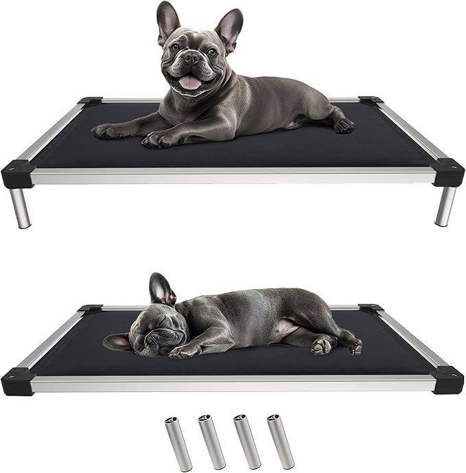 FXW TitanNest Chew-Proof Elevated Dog Bed, Raised Cot for Indoor/Outdoor/Camping Use, Durable & Washable Padded Pet Bed for Extra-Small Dogs, 29.0" L x 18.0" W x 4.5" H, Black