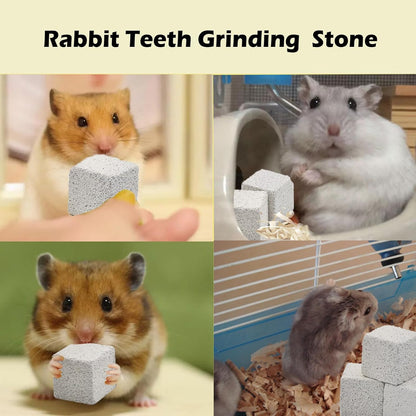 PINVNBY 9 Pcs Lava Blocks for Chinchillas,Hamster Chew Stones Square Mineral Calcium Bunny Teeth Pumice Grinding Chew Toys for Guinea Pig Rat Rodent
