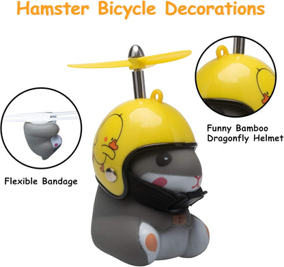 wonuu Duck Bike Bell with Light and Helmet Cute Hamster Bicycle Horn, Dashboard Decoration Hamster Toy Motorcycle Bike Bells Rubber Duck Car Dashboard Decorations