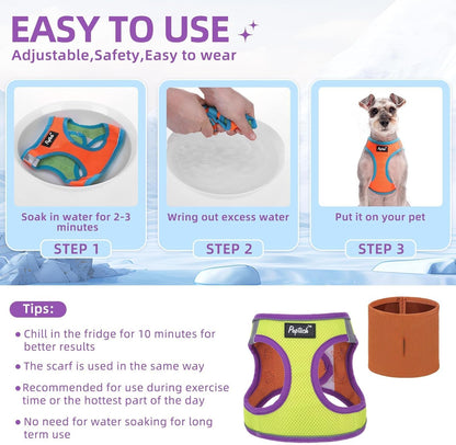 PUPTECK Adjustable Dog Harness Collar and Leash Set Step in No Pull Pet Harness for Small Medium Dogs Puppy and Cats Outdoor Walking Running, Soft Mesh Padded Reflective Vest Harnesses, GreenYellow XS