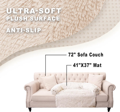 Calming Dogs/Cats Bed Mats, Dog Pad Washable Removable Couch Cover, Plush Long Fur Mat for Pets, Waterproof Lining, Perfect for Small, Medium and Large Dogs and Cats (Gradient Brown, 41"x37")