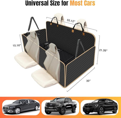 Dog Car Seat Cover for Back Seat, Dog Car Bed Cover with Strong Hard Bottom, Back Seat Extender Hammock for Cars SUV Truck,4 Panels Black Large Size