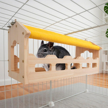 Chinchilla Bridge Wooden,Small Animals Wooden Bridge and Platform,Chinchilla Habitat Toys for Squirrel Hamster Ferret Guinea Pig Sturdy Easy to Clean