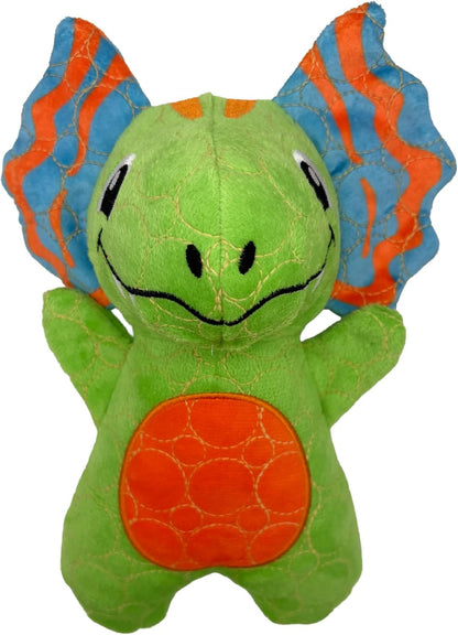 Bite Force - Durable & Strong Dog Toy Green Dino with Squeaker, Kevlar-Reinforced for Aggressive chewers.