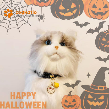 2 Pack Cotton Breakaway cat Collars with Bell,Safety Quick Release Pendant Cute Kitten Collar,Adjustable 20-30cm (Halloween3, 20-30cm)