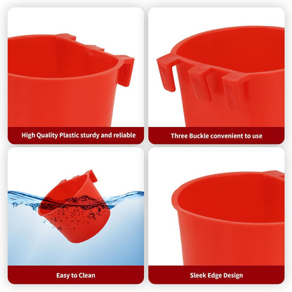 40 Pcs Cage Cups Birds Feeders Bird Water Dispenser Hanging Quail Waterer Plastic Chicken Feeding Watering Dish for Small Coop Parrot Parakeet PET Poultry Pigeon Gamefowl Food Seed Bowl Supplies(Red)