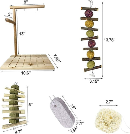 kathson Bunny Chew Toys for Teeth Grinding, Rabbit Wooden Scratch Board Feet Pad Platform Small Animals Play Toy for Guinea Pigs Chinchilla Hamsters Other Rodent Pets(E)