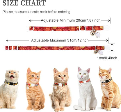 Unique style paws 2 Pack Kitten Collar Breakaway with Bell & Pendant, Adjustable Safety Cat Cotton Collars for Girl Boy Cats and Small Pets