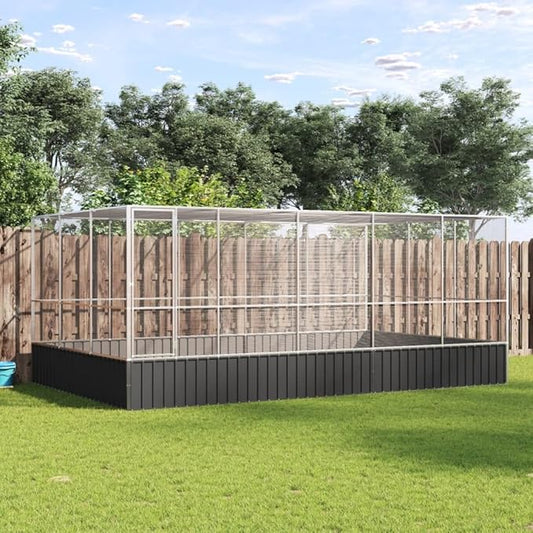 Galvanized Steel Large Flight King Bird Cage with Extension, Steel Outdoor Aviary, Outdoor Indoor Large Bird Cage Aviary Pet House for Cockatiels African Parakeets, 203.9"x120.9"x83.5",-315