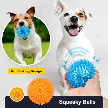 VITEVER 8 Colors 2.5” Squeaky Dog Toy Balls for Small Medium Dogs, Puppy Chew Toys for Teething, Spiky Balls for Small Dogs, Durable Toys for Teeth Cleaning and Training - Safe, BPA Free