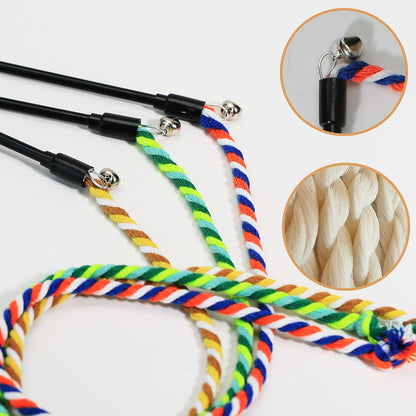 Interactive Cat Toys, 3 Pcs Cat Wand Toys for Indoor Kitten with Colorful Hemp Rope and Small Bell, Kitty Teaser String Toy for Indoor Cats to Chase and Exercise