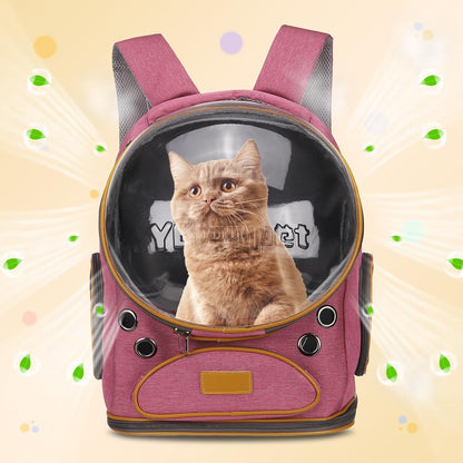 Pet Backpack Carrier, Portable and Ventilated, Oxford Cloth, Dog Cat Travel Bag with Transparent Cover 12.6", (Pink, 1 Pcs), Intended for Hiking/Camping/Traveling